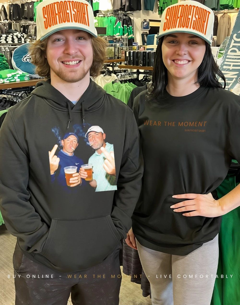 Scottie Scheffler and Rory McIlroy golf top two smoking beer middle finger shirt