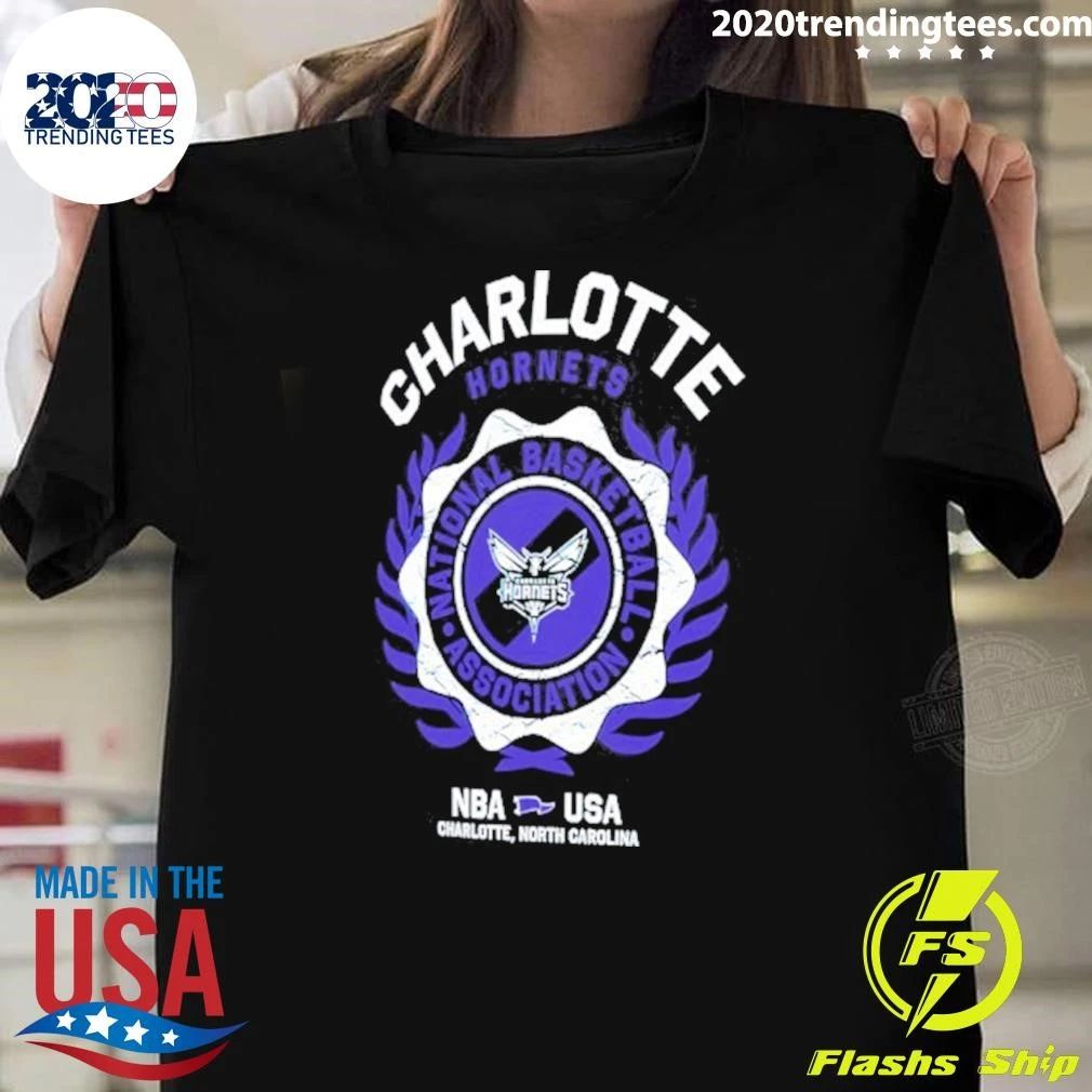 Charlotte Hornets Nba Usa Laurel Crest Flocking 2026 Shirt