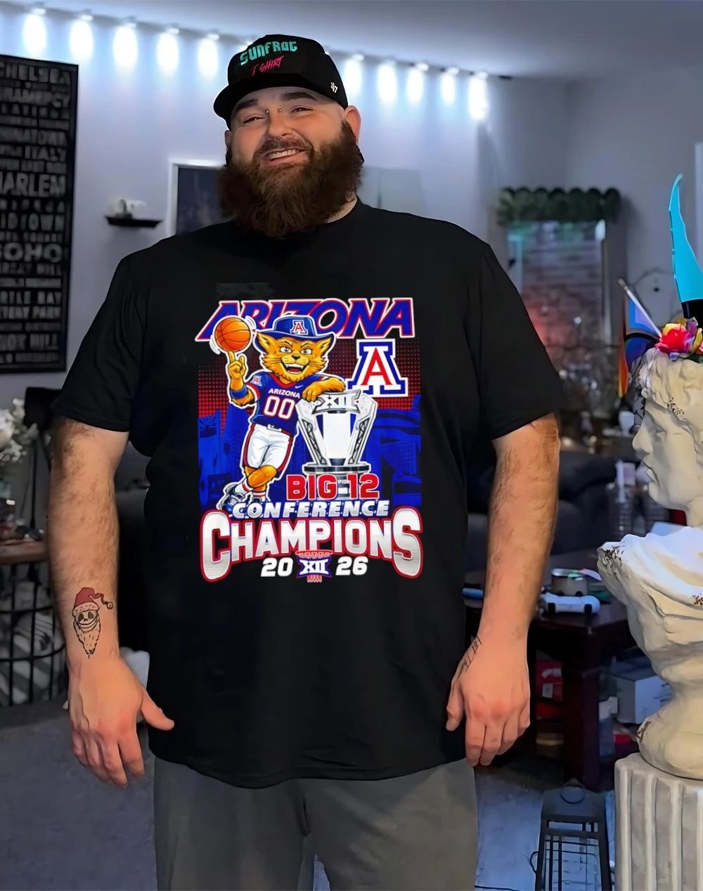 Arizona Wildcats’ 2026 Big 12 Tournament Champions mascot trophy shirt