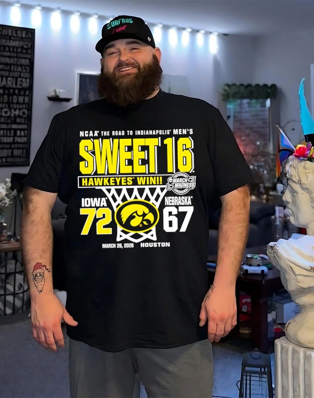 Iowa Hawkeyes 2026 Men’s Basketball Sweet 16 Score vs Nebraska Cornhuskers 72-67 shirt