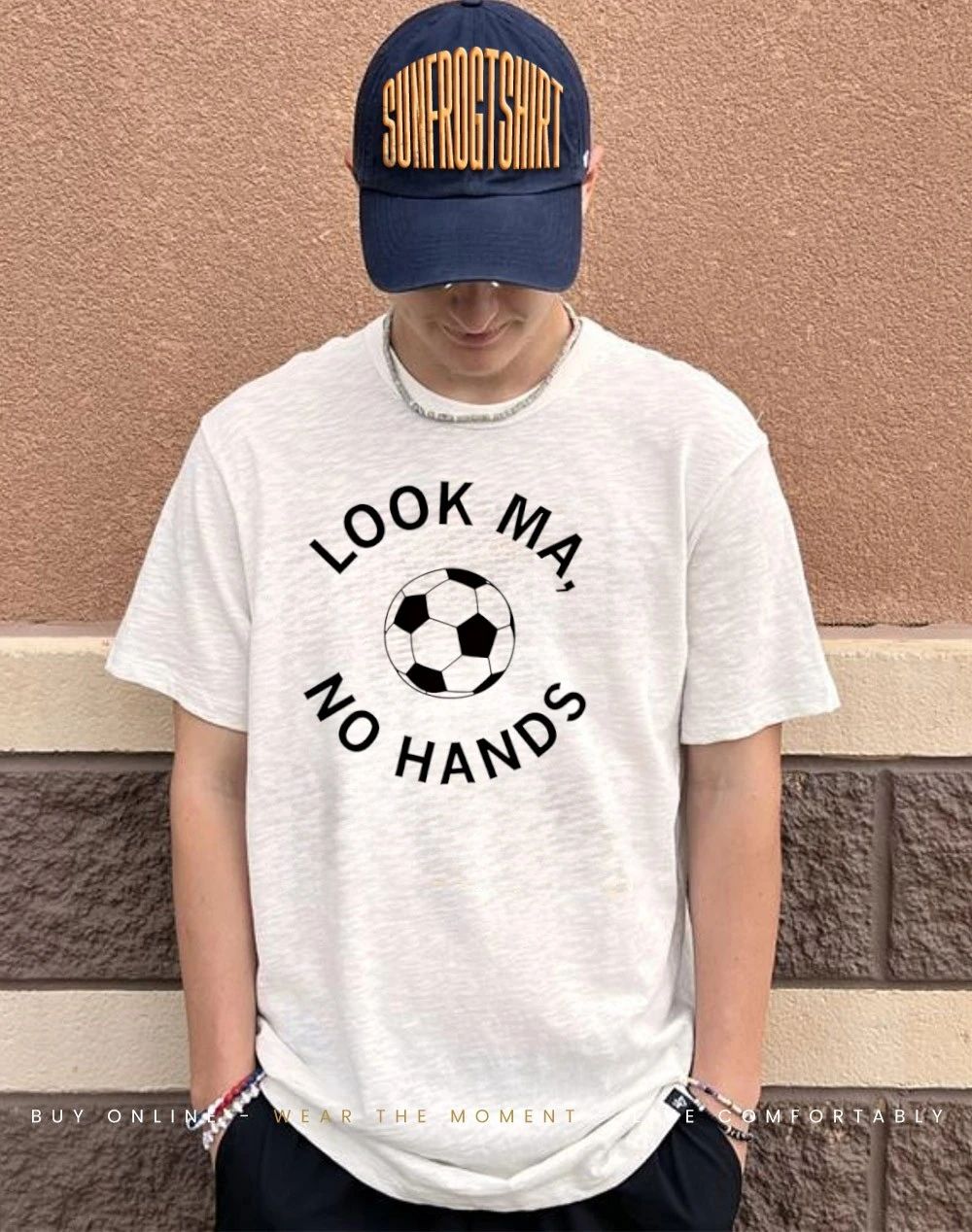 Look ma no hands soccer shirt