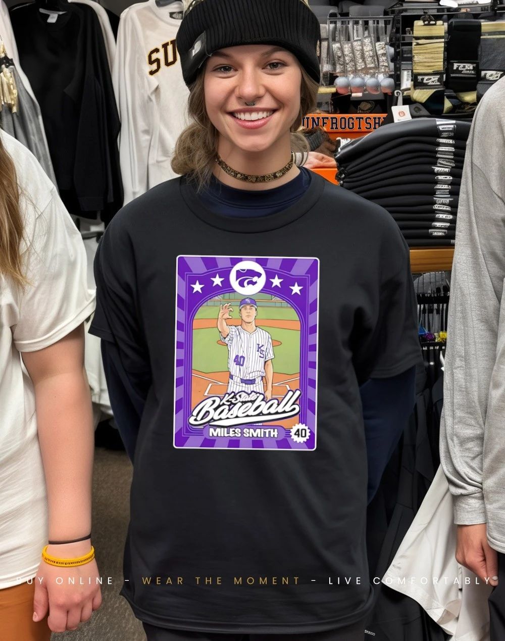 Miles Smith 40 Kansas State Wildcats baseball card Inspired shirt