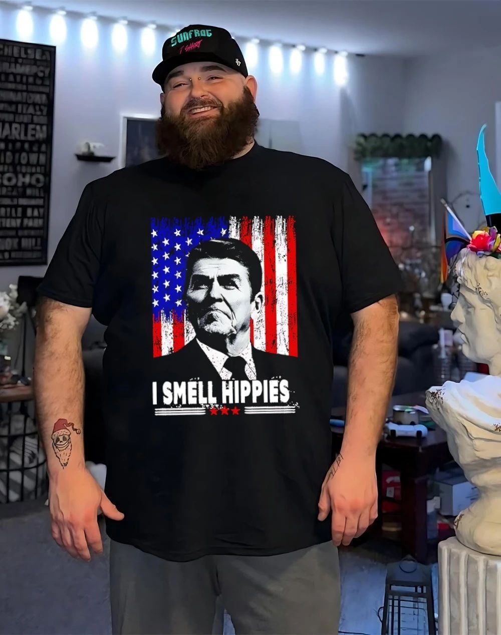 I Smell Hippies Reagan USA flag shirt