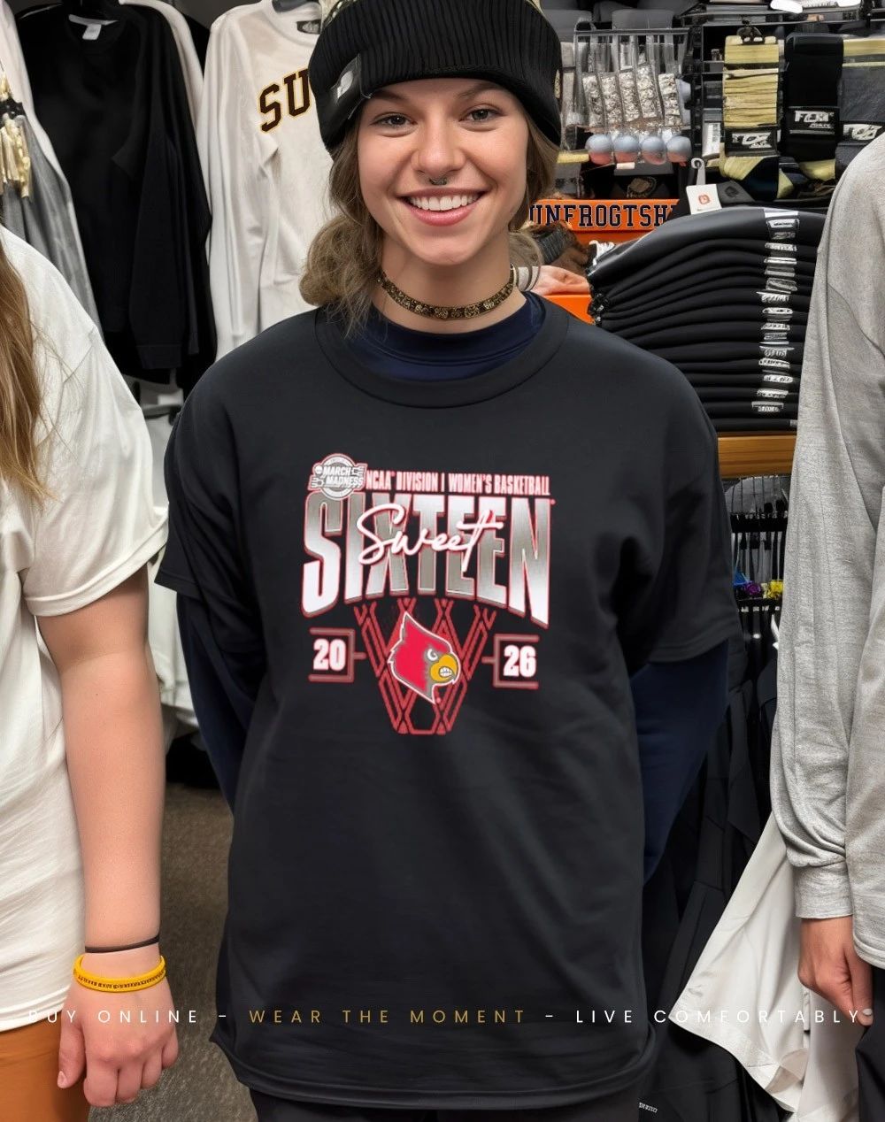 Louisville Cardinals 2026 NCAA Women’s Basketball Tournament March Madness Sweet 16 Court Shot shirt