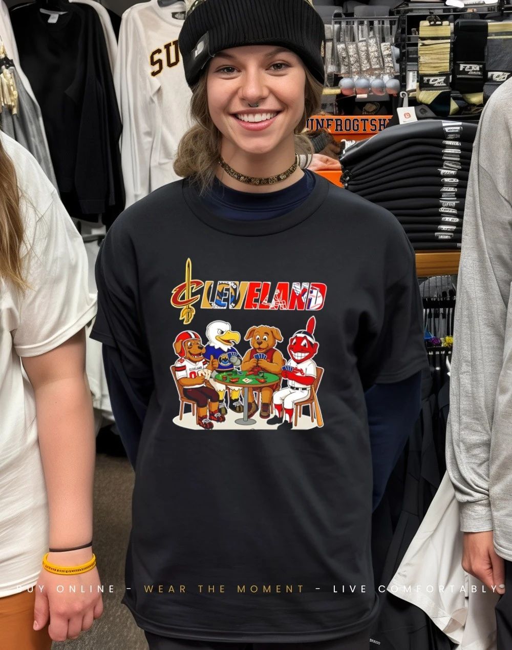 Cleveland sports mascot playing poker shirt