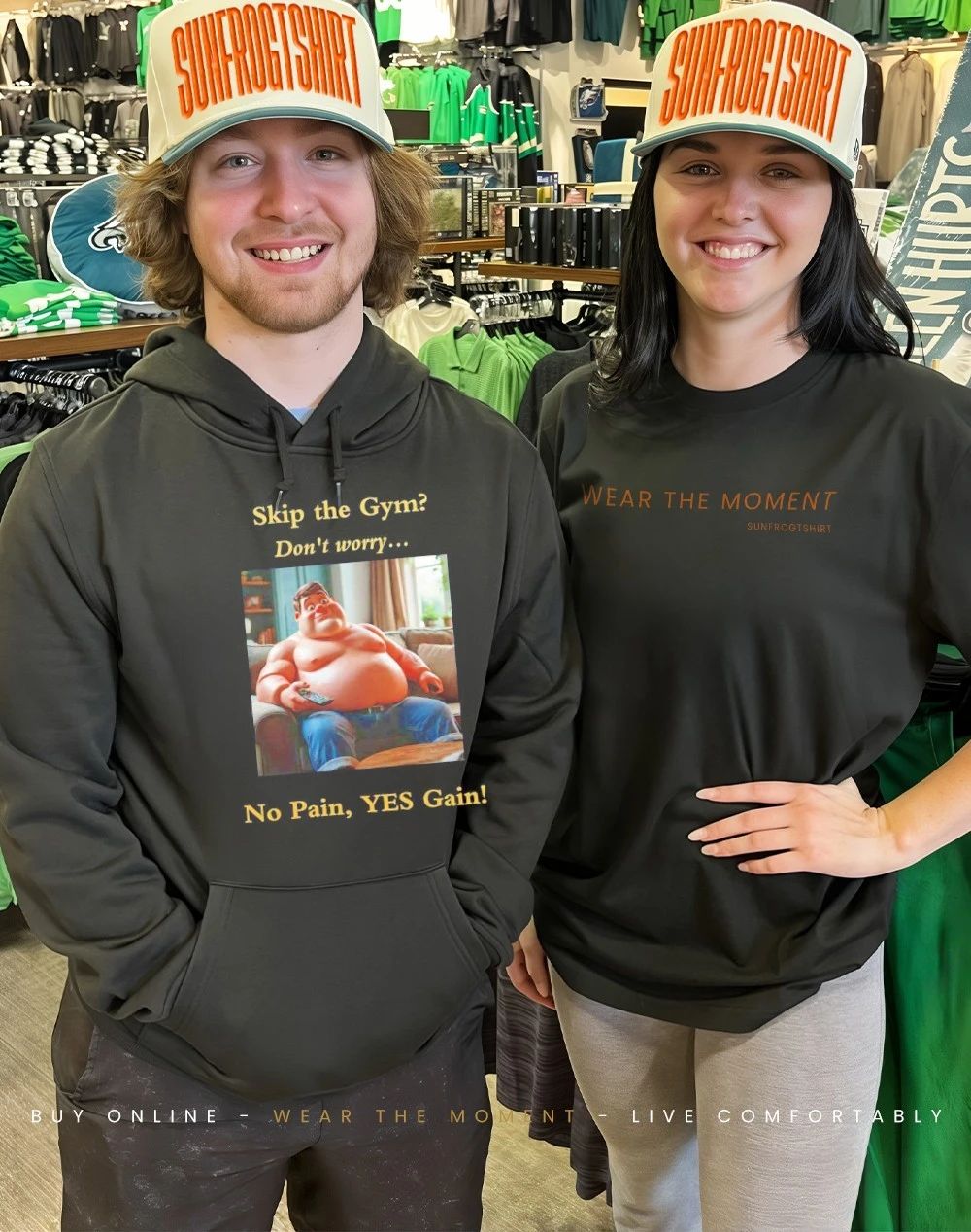 Coach potato skip the gym don’t worry no pain yes gain shirt