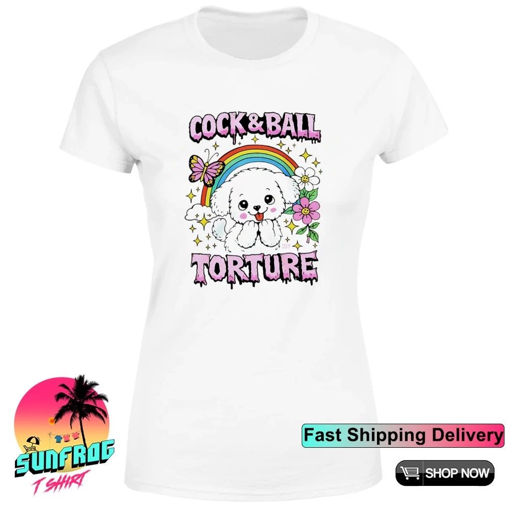 Cock and Ball Torture Dog rainbow graphic shirt