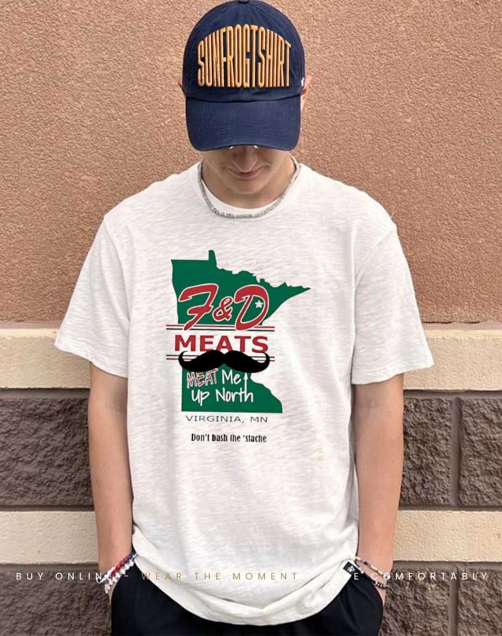 F&D Meats Meat me up North don’t bash the stache shirt