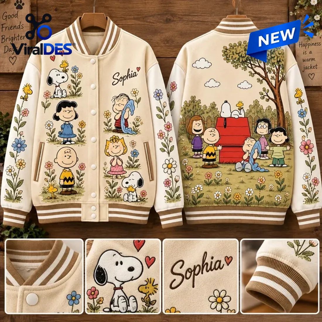 Peanuts Gang Custom Name Varsity Jacket