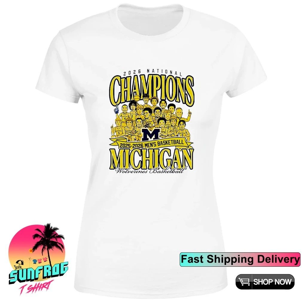 Michigan Wolverines Men’s Basketball 2026 National Champions Team Caricature shirt