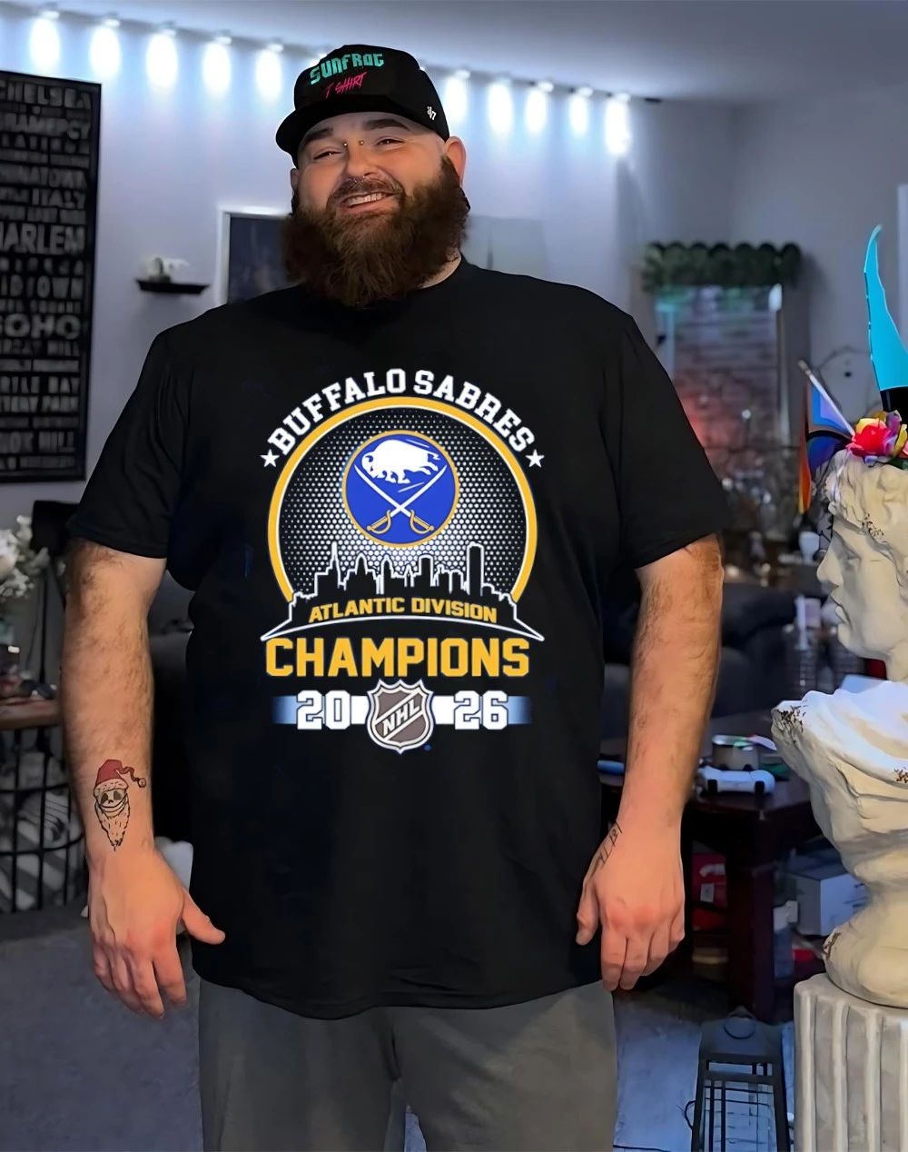 Buffalo Sabres wins 2026 Atlantic Division Champions city skyline shirt