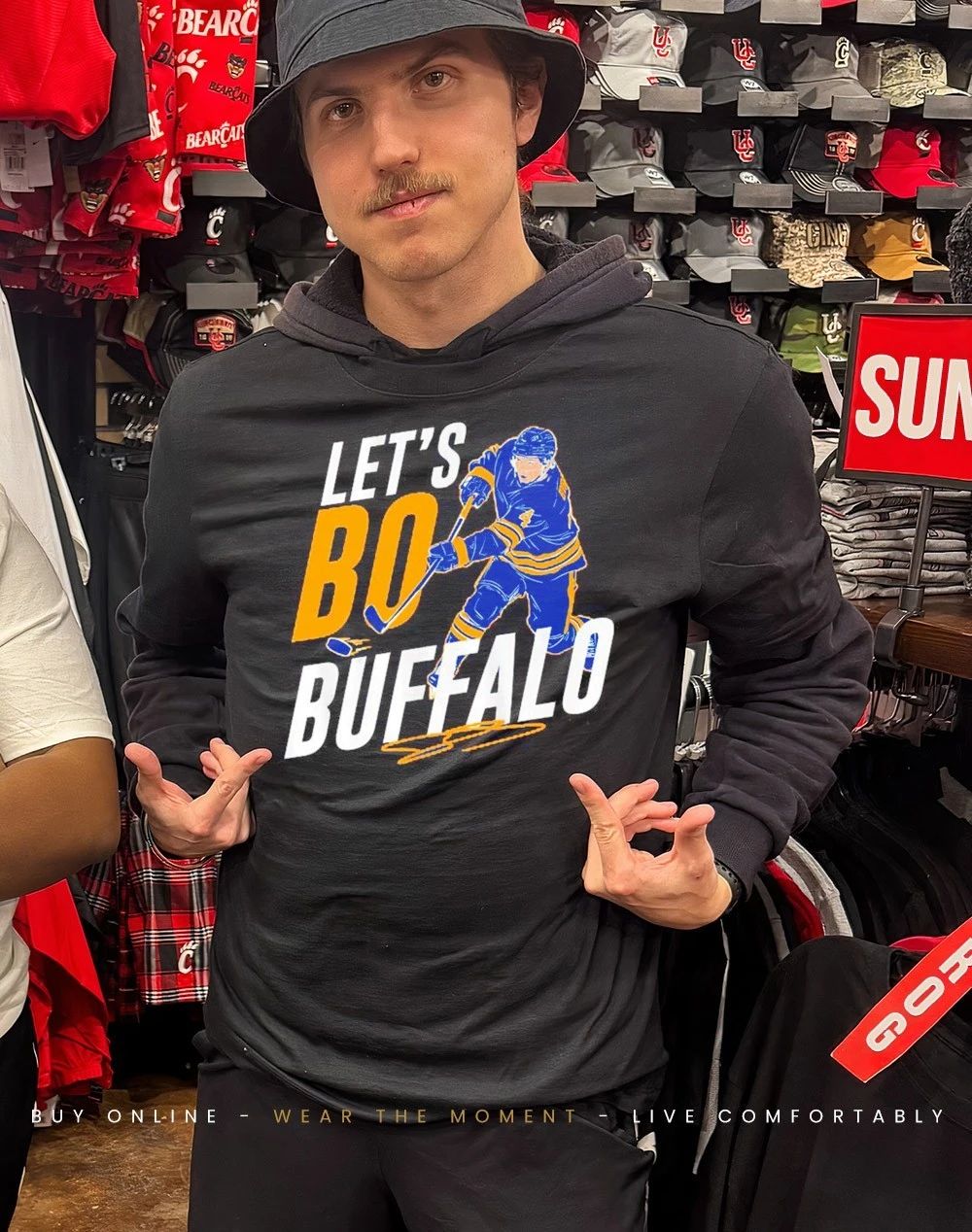 Bowen Byram let’s Bo Buffalo Sabres front and back shirt