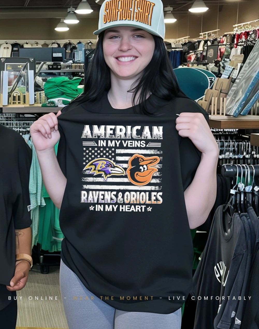 American In My Veins Ravens and Orioles In My Heart USA Flag shirt