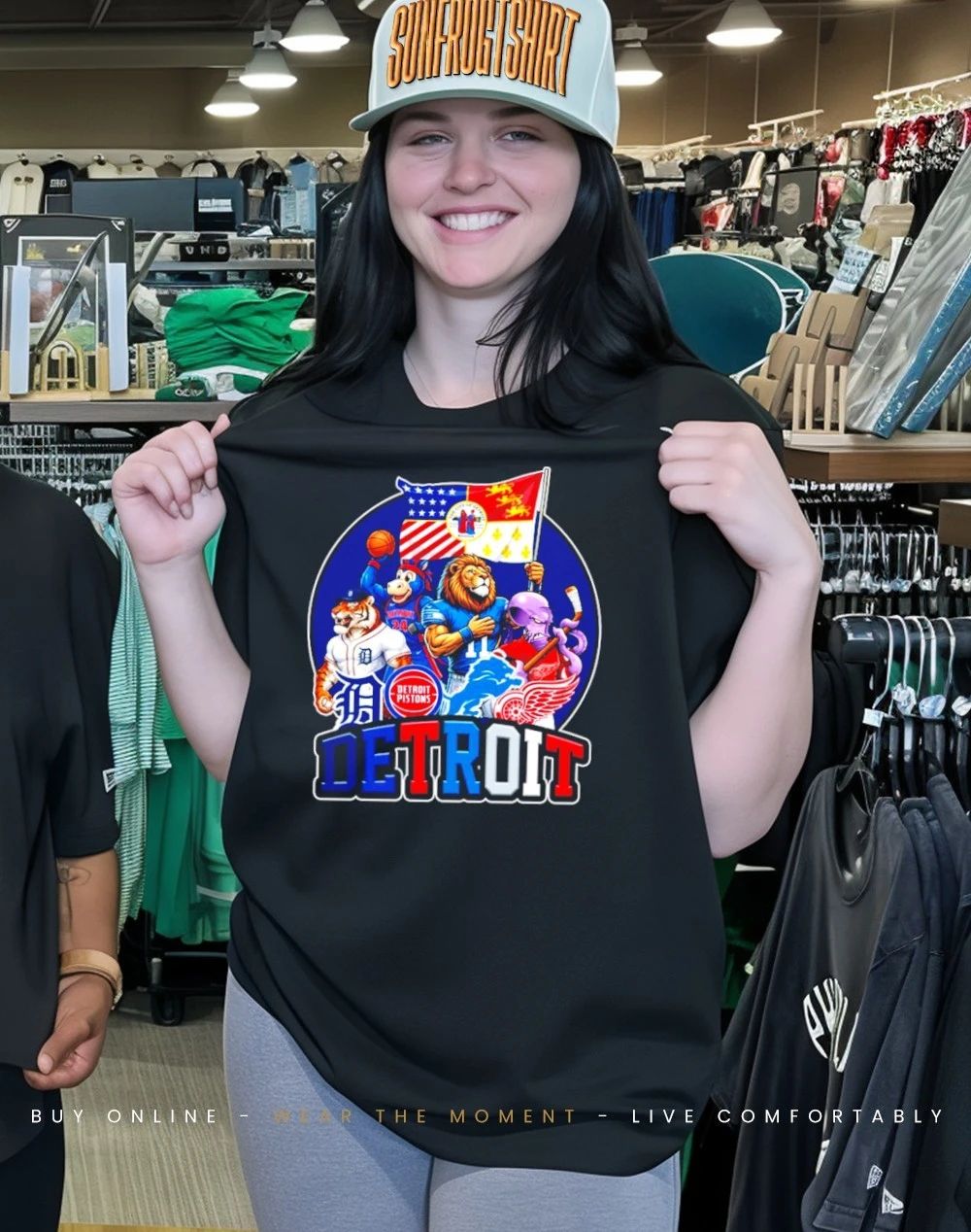Detroit sports mascot squad flag shirt
