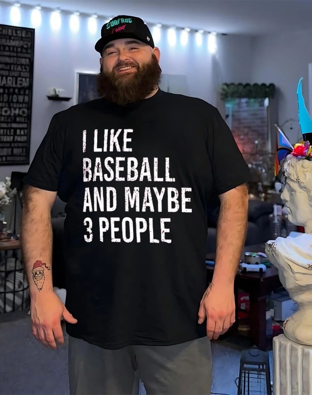 I like baseball and maybe 3 people shirt