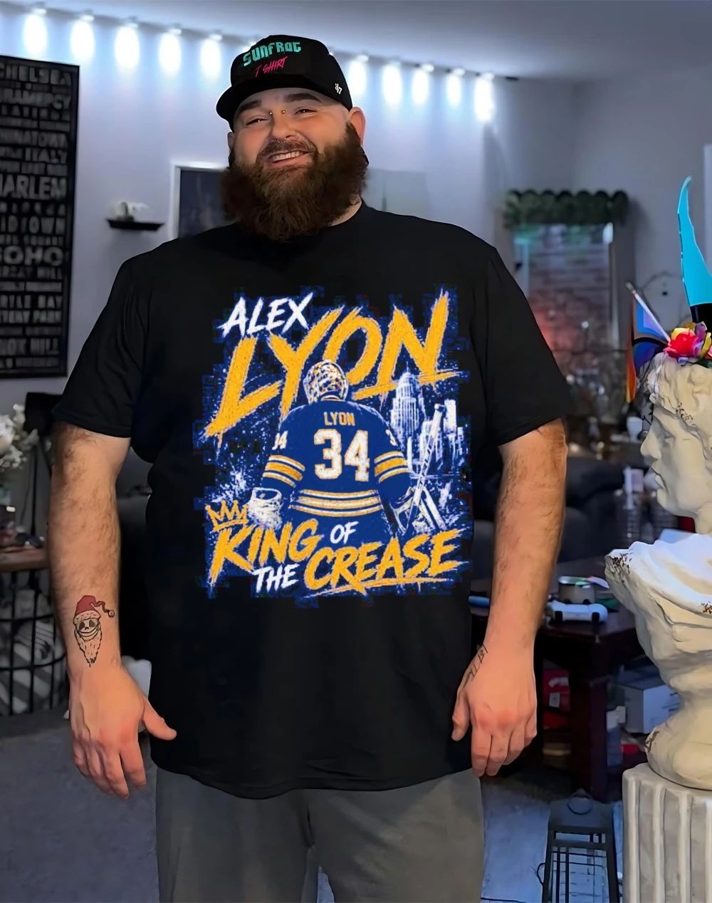 Buffalo Sabres Alex Lyon King of the crease front and back shirt