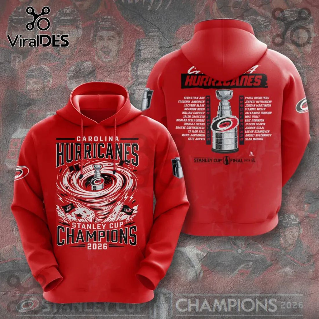Carolina Hurricanes 2026 Stanley Cup Champions Red Hoodie