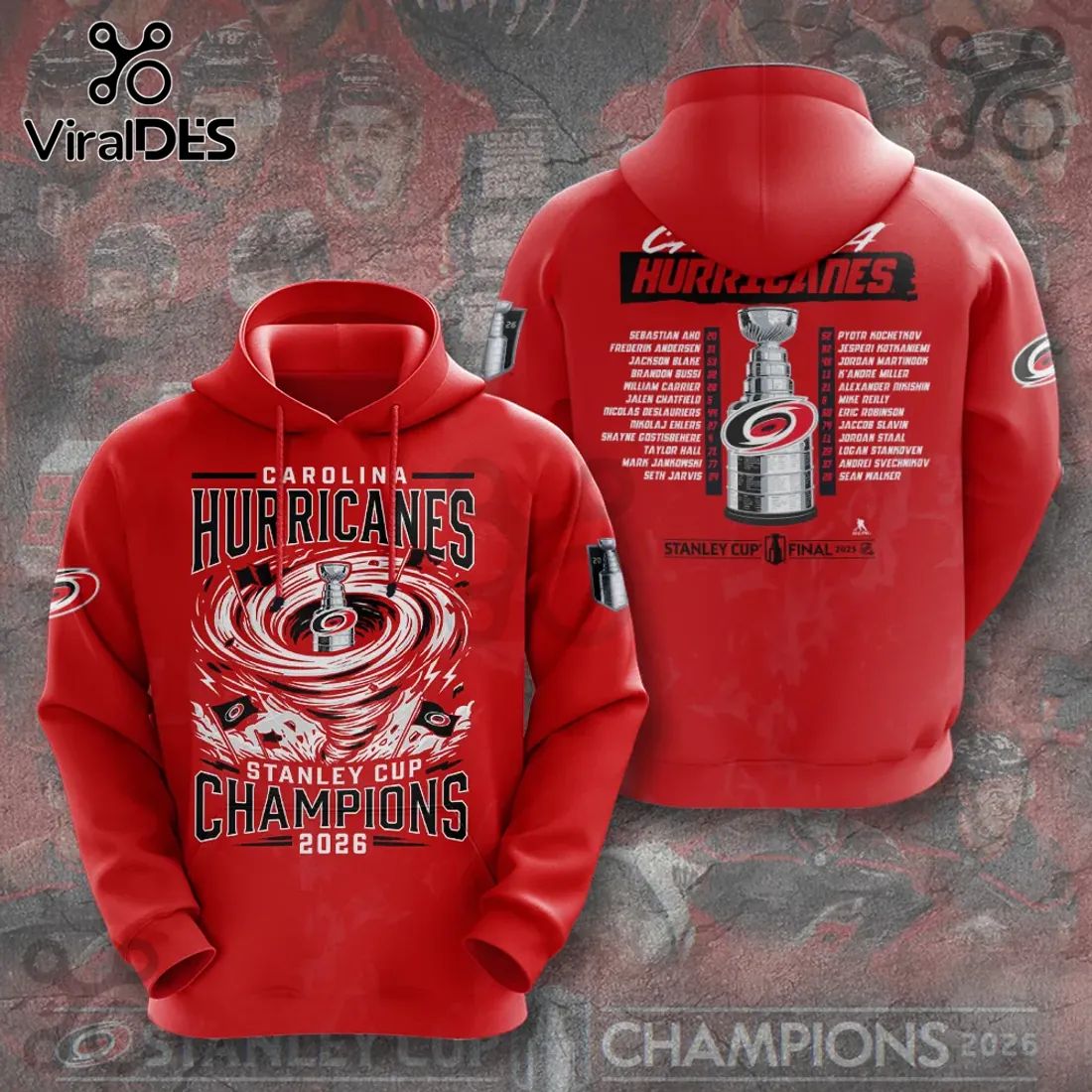 Carolina Hurricanes 2026 Stanley Cup Champions Red Hoodie