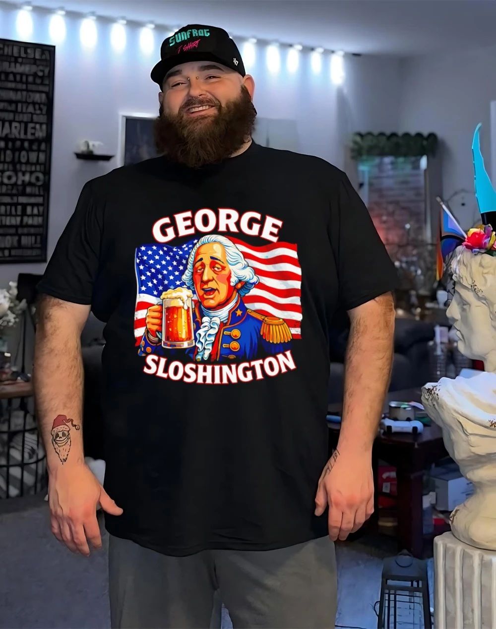George Washington George Sloshington Patriotic Beer Graphic shirt