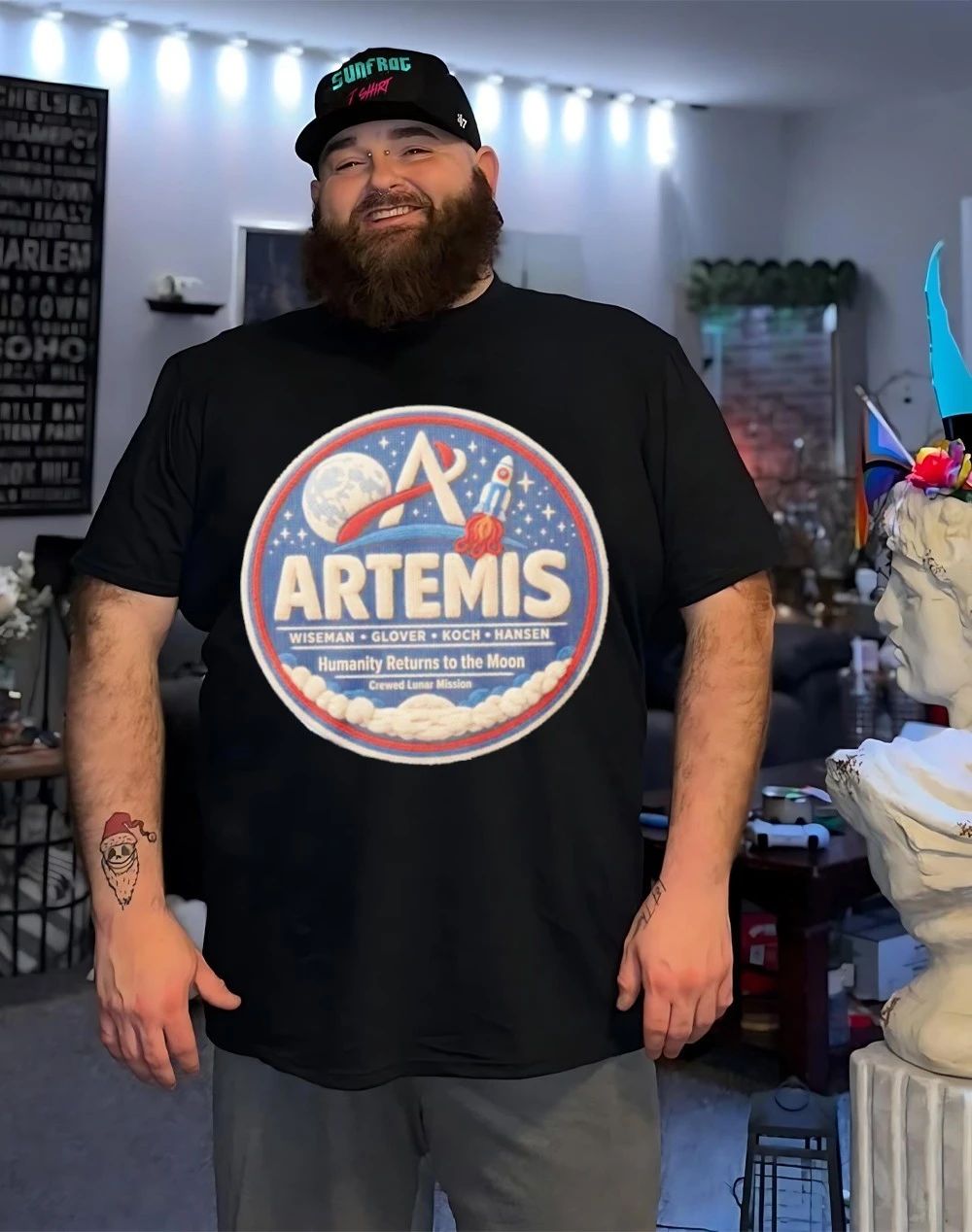 Artemis 2 Mission Faux Lunar Patch NASA shirt