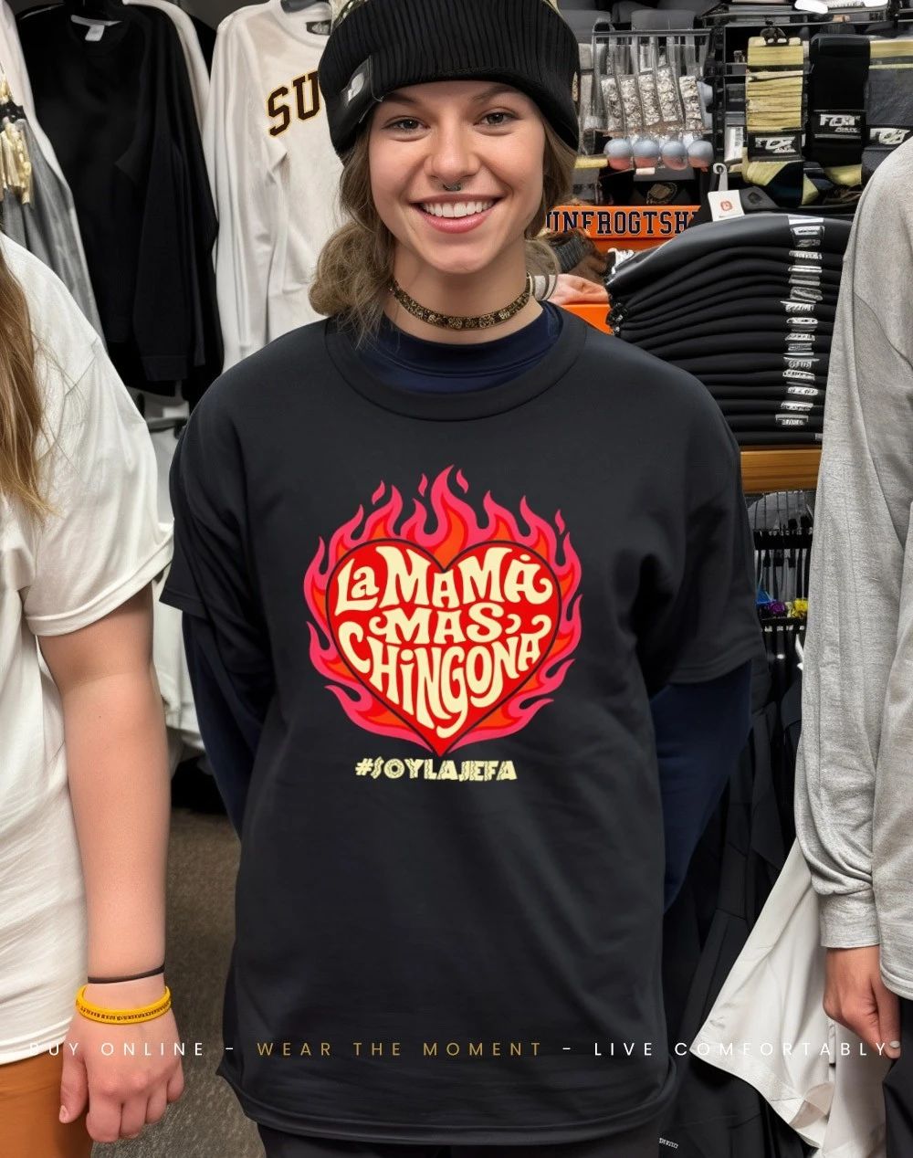 La Mamá Mas Chingona heart fire shirt