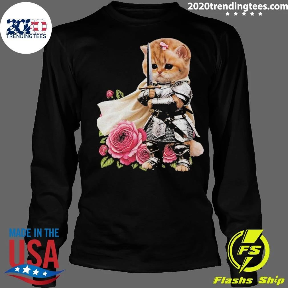 Knight Cat With Rose Shirt