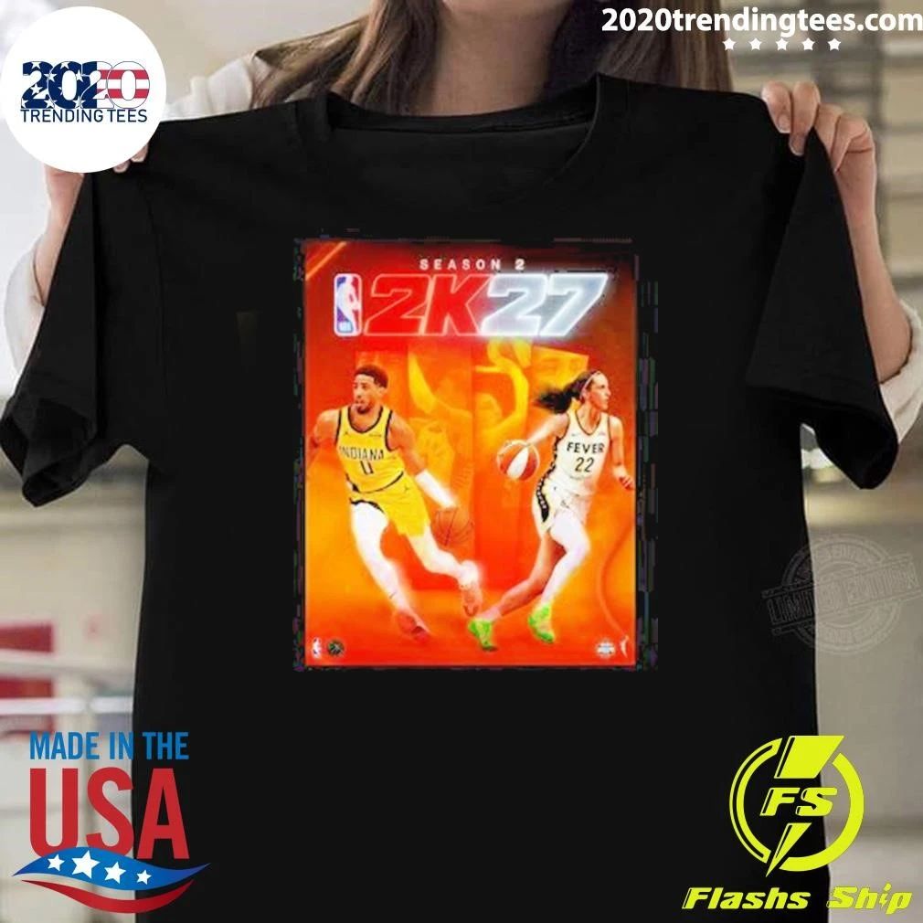 NBA 2K27 Season 2 Starring Tyrese Haliburton And Caitlin Clark Cover Athletes Shirt