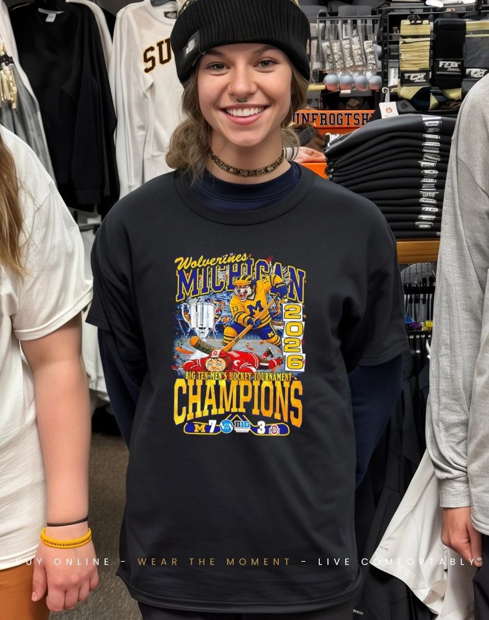 Michigan Wolverines 2026 Big Ten Men’s Hockey Champions 7-3 score shirt
