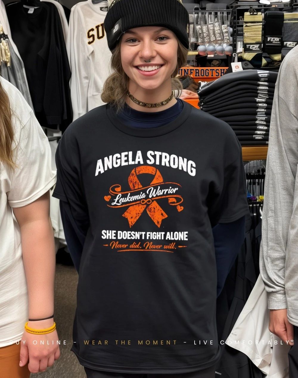 Angela strong Leukemia warrior she doesn’t fight alone never did never will shirt