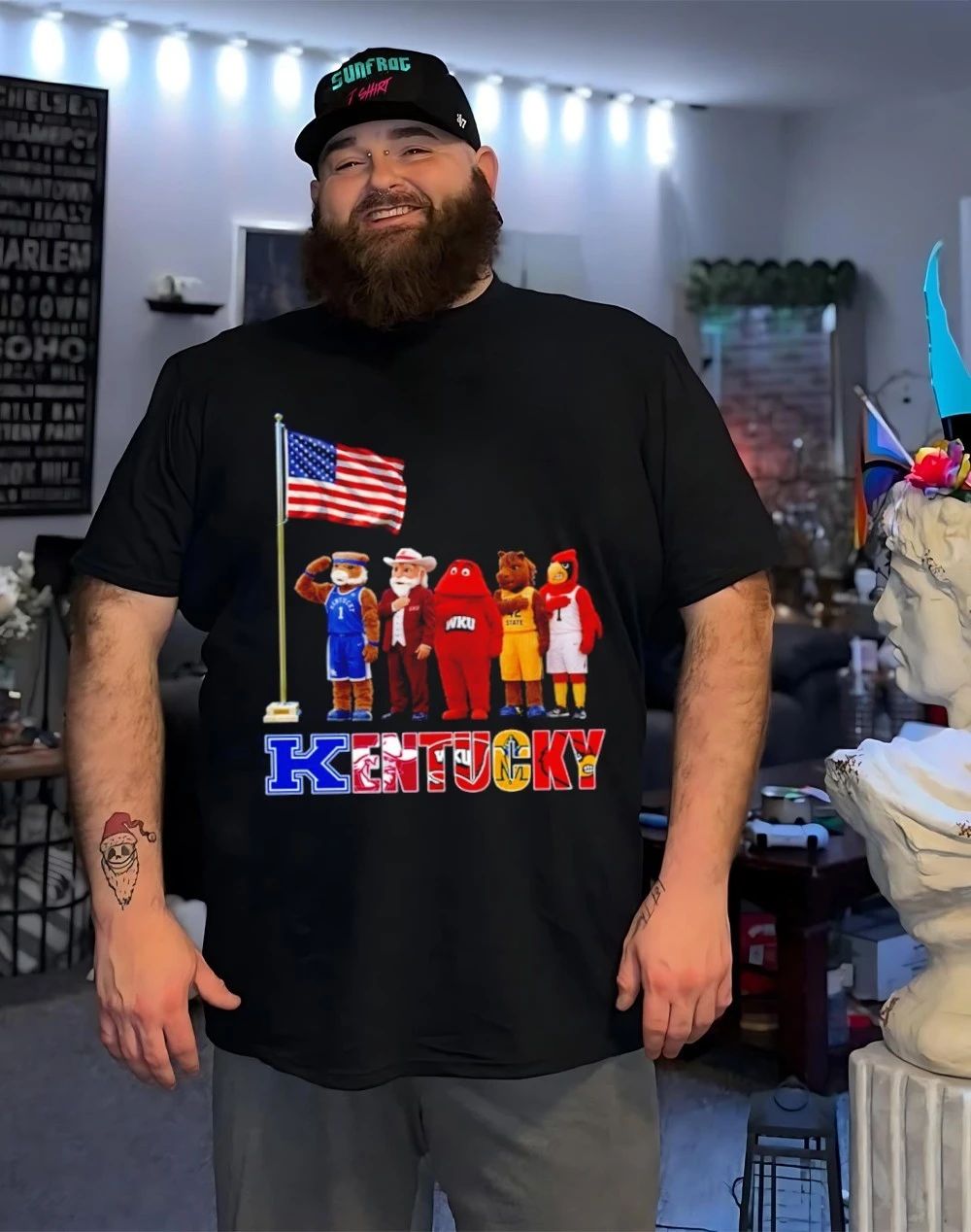 Kentucky sports mascot salute the flag shirt