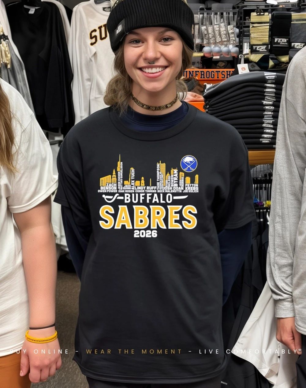 Buffalo Sabres 2026 players names city skyline shirt