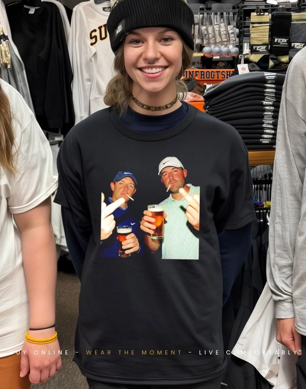 Rory McIlroy and Scottie Scheffler golf top two middle finger shirt
