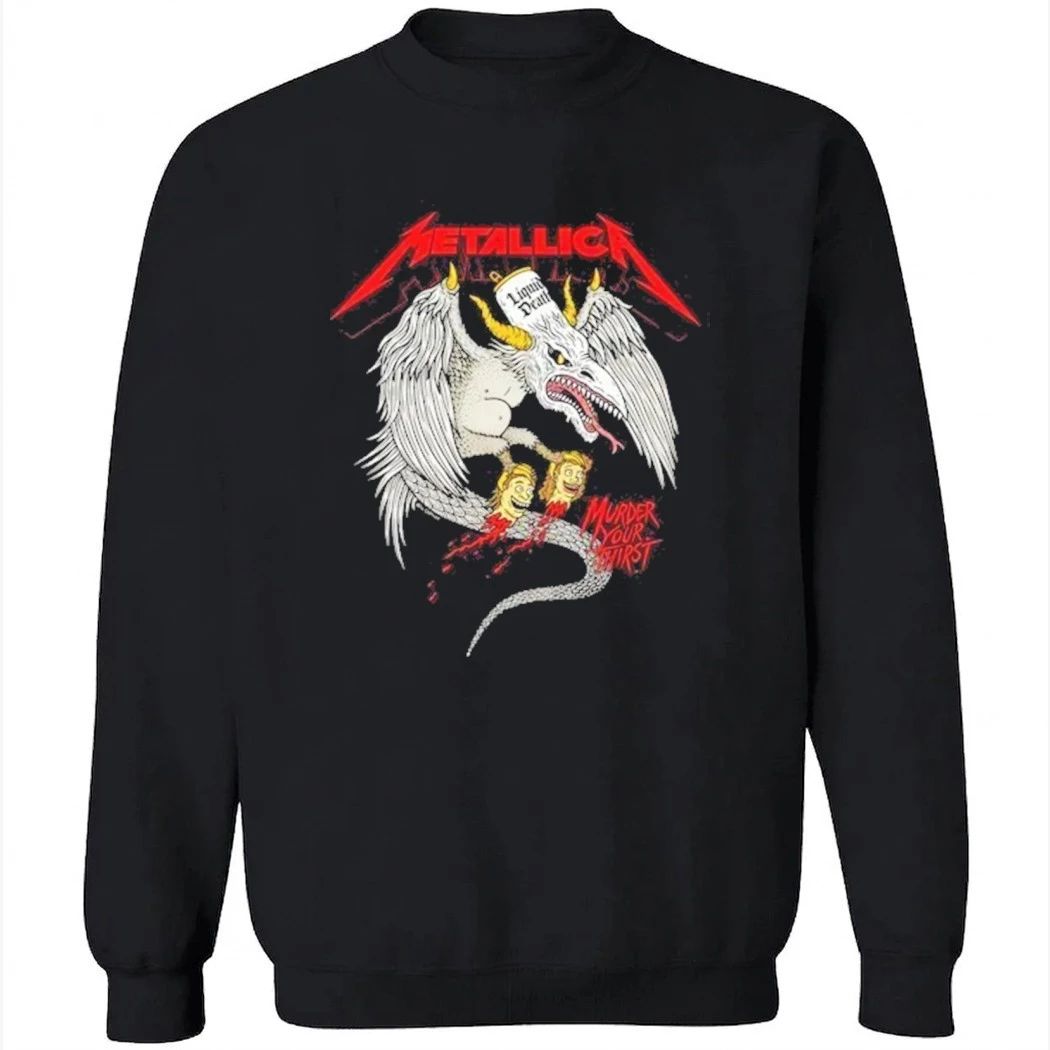 Metallica x Liquid Death M72 Bucharest Merch At Arena Nationala Bucuresti Romania Murder Your Thirst Shirt