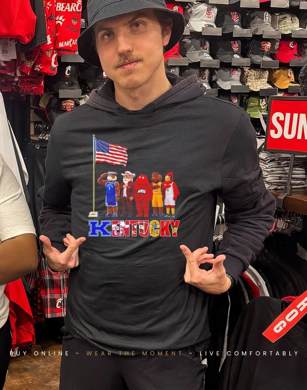 Kentucky sports mascot salute the flag shirt