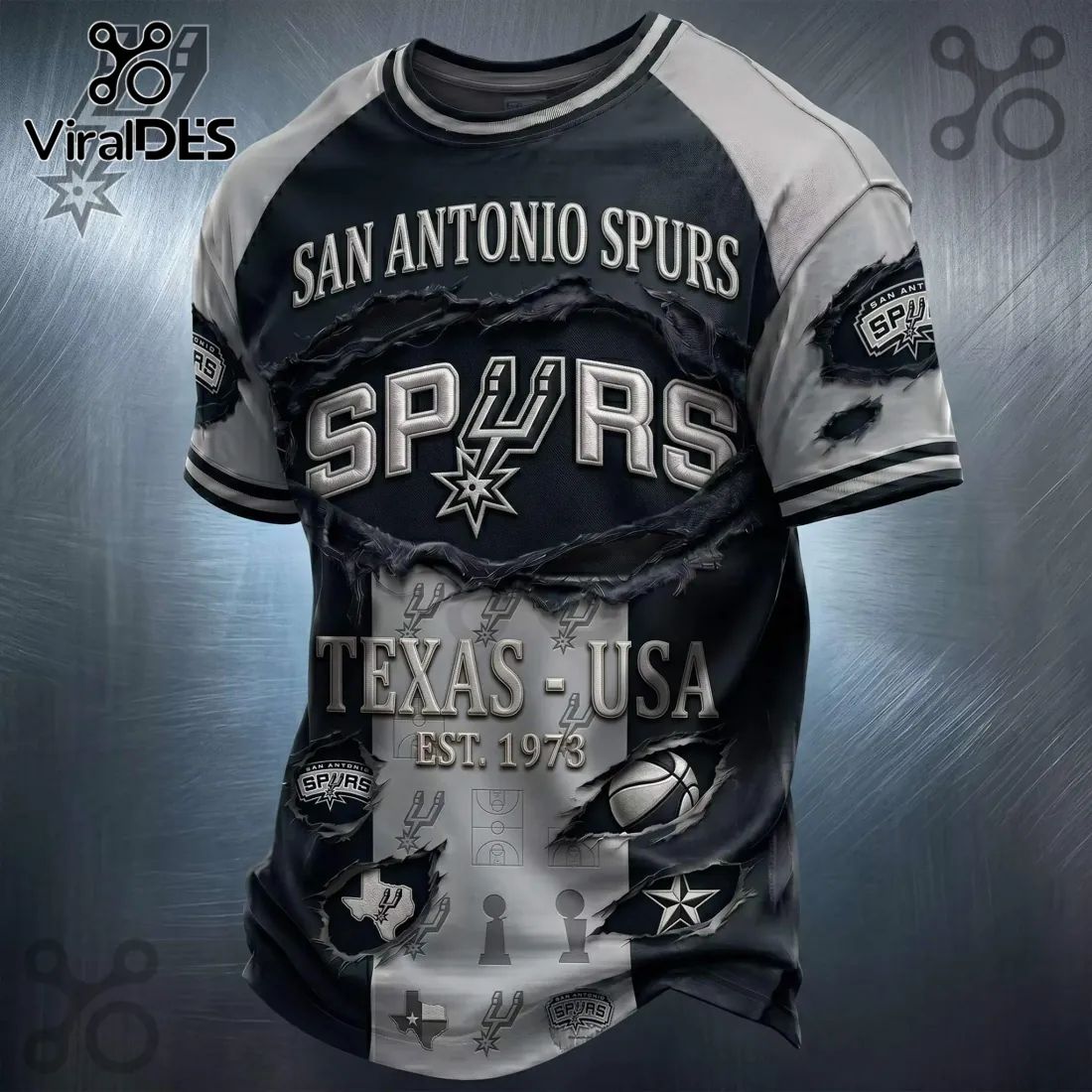 San Antonio Spurs 1973 Est Vintage Black and White T-Shirt