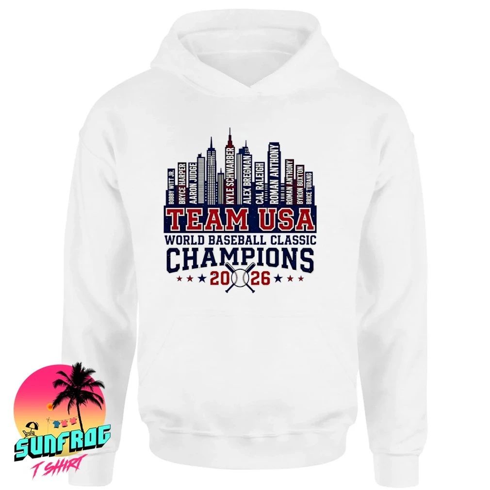 USA Team Baseball 2026 World Baseball Classic Champions player name city skyline shirt