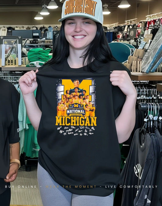 Michigan Wolverines 2026 Men’s Basketball National Champions all team signatures shirt