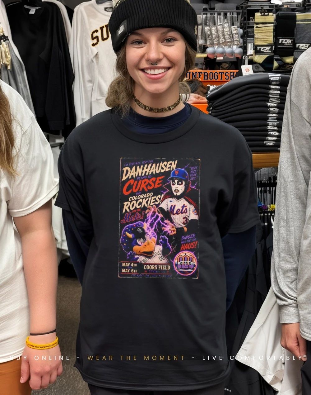 Danhausen plans to curse Colorado Rockies for the Mets front and back shirt