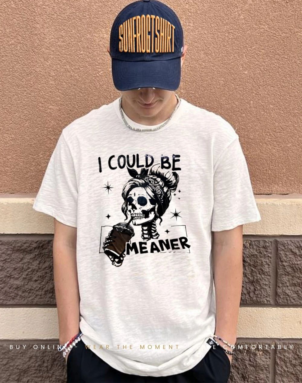 I could be meaner Skeleton girl drink coffee shirt