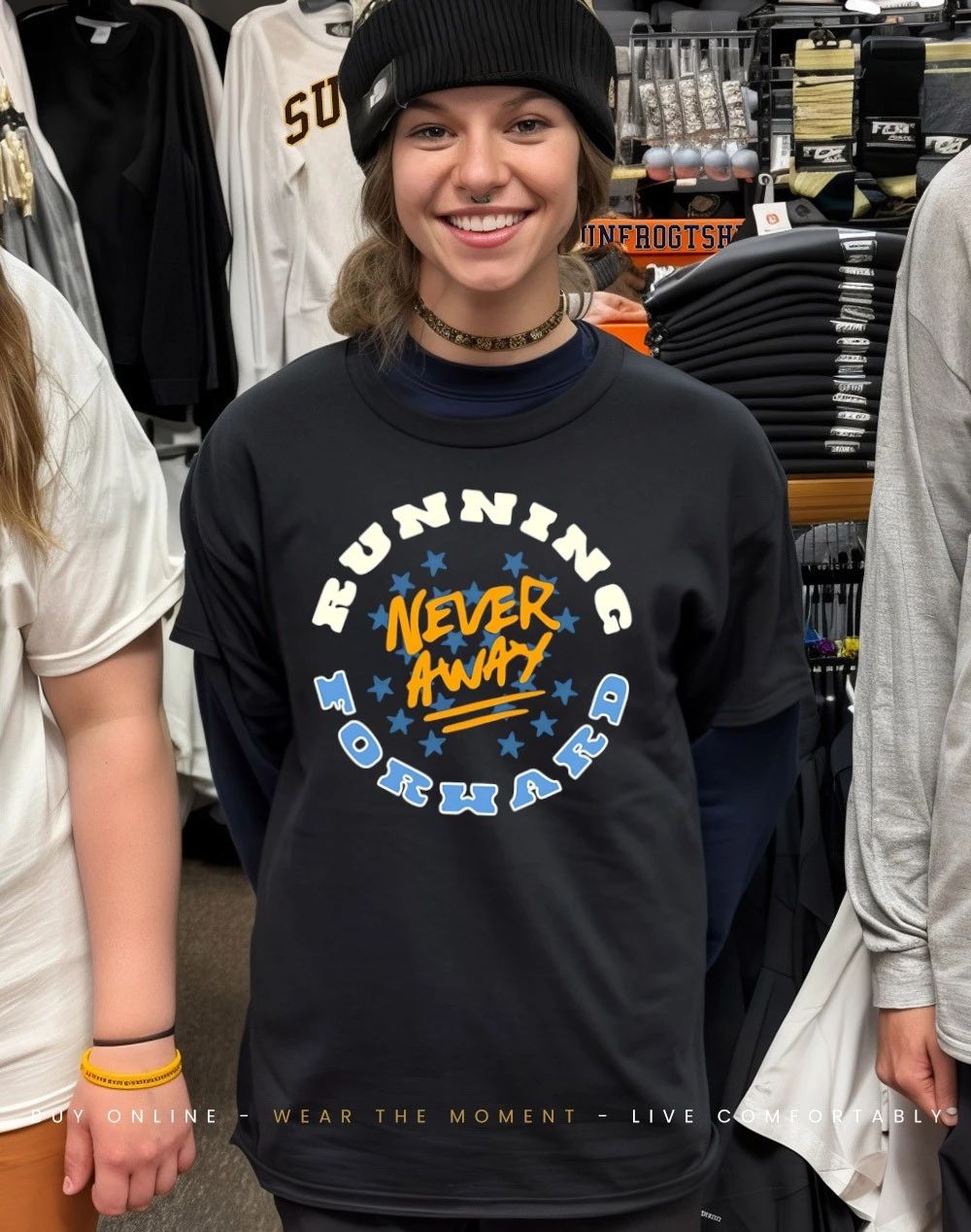 Running forward never away shirt