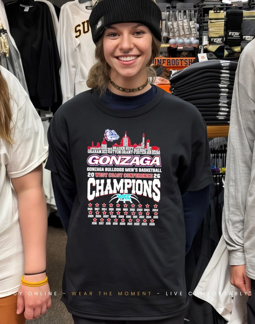 Gonzaga Bulldogs 2026 West Coast Conference Champions 29 Time city skyline shirt