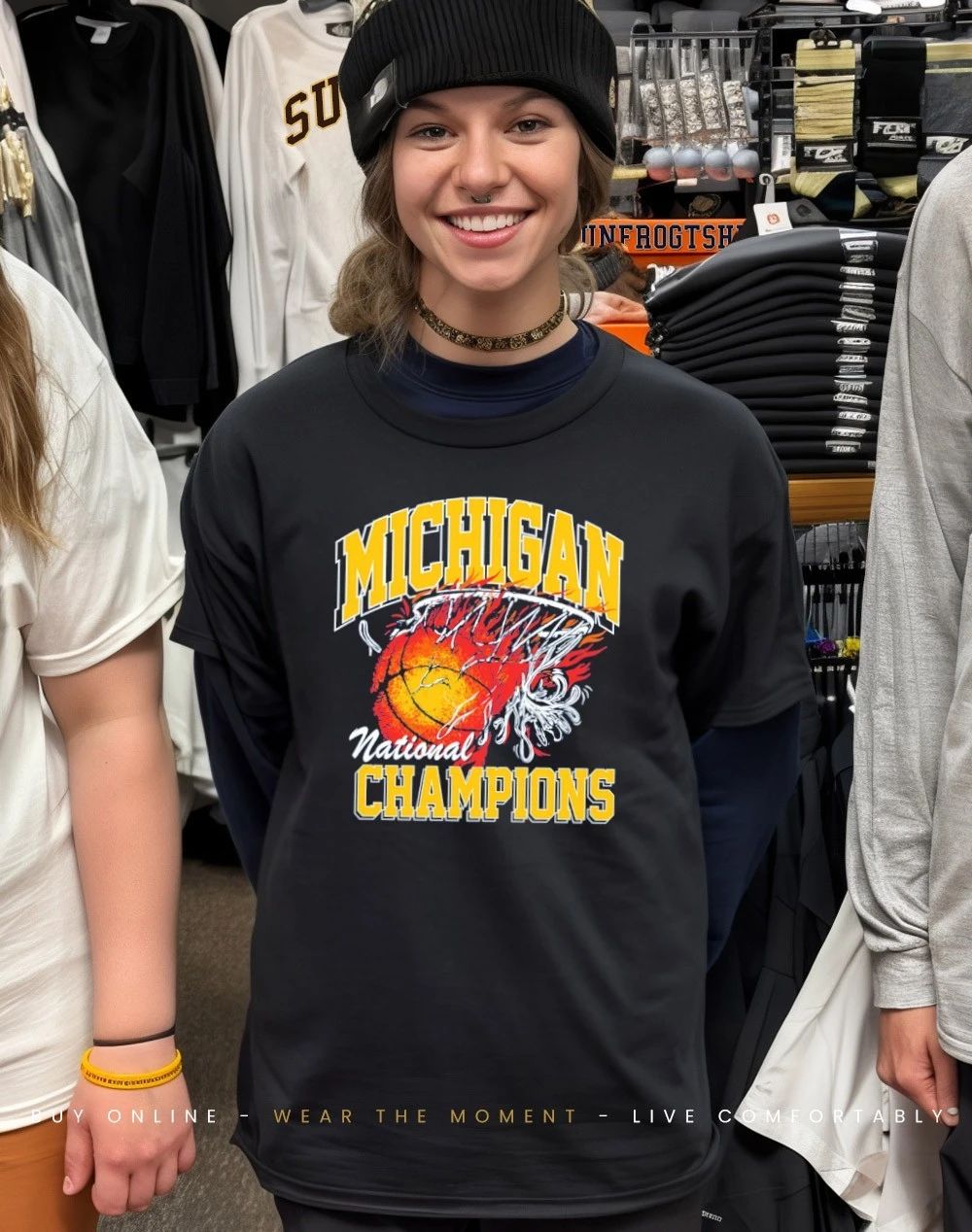 Michigan Wolverines Men’s Basketball 2026 NCAA National Champions Flame Fire shirt
