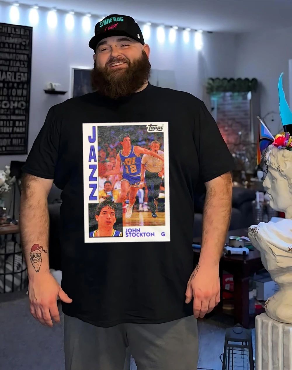 John Stockton Jazz 1992 Topps Basketball Legendary Card shirt