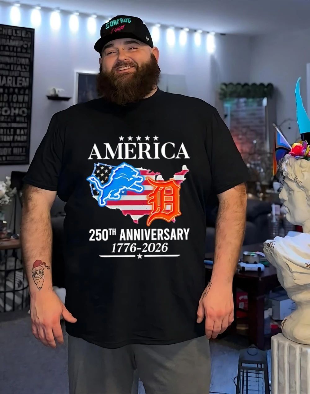 Detroit Lions and Detroit Tigers America 250 years of freedom 1776 2026 shirt