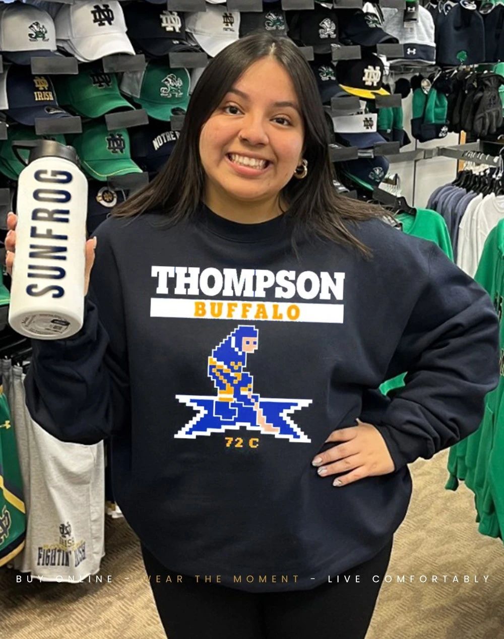 Tage Thompson retro game Buffalo Sabres front and back shirt