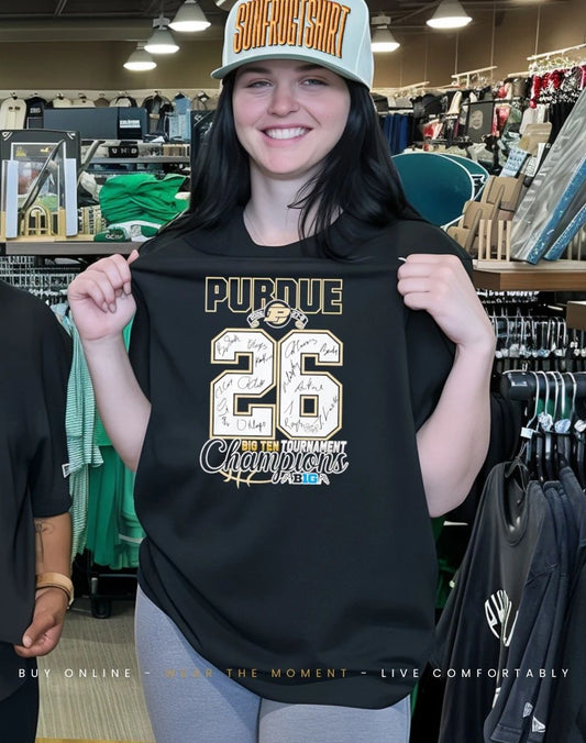 Purdue Boilermakers 2026 Big Ten Tournament Champions 27-8 signatures shirt