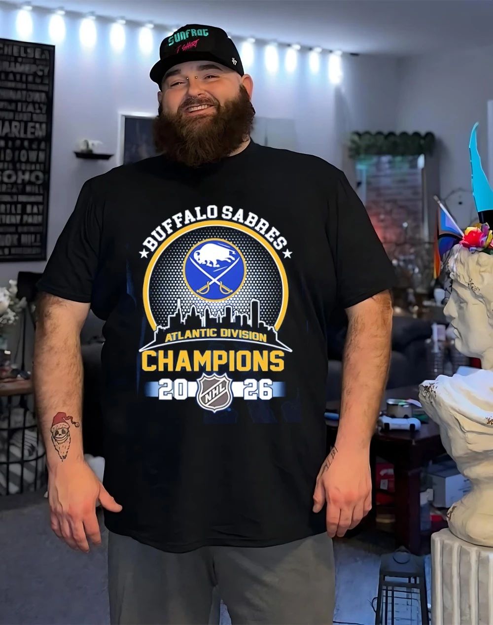 Buffalo Sabres 2026 Atlantic Division 7-Time Champions city skyline shirt