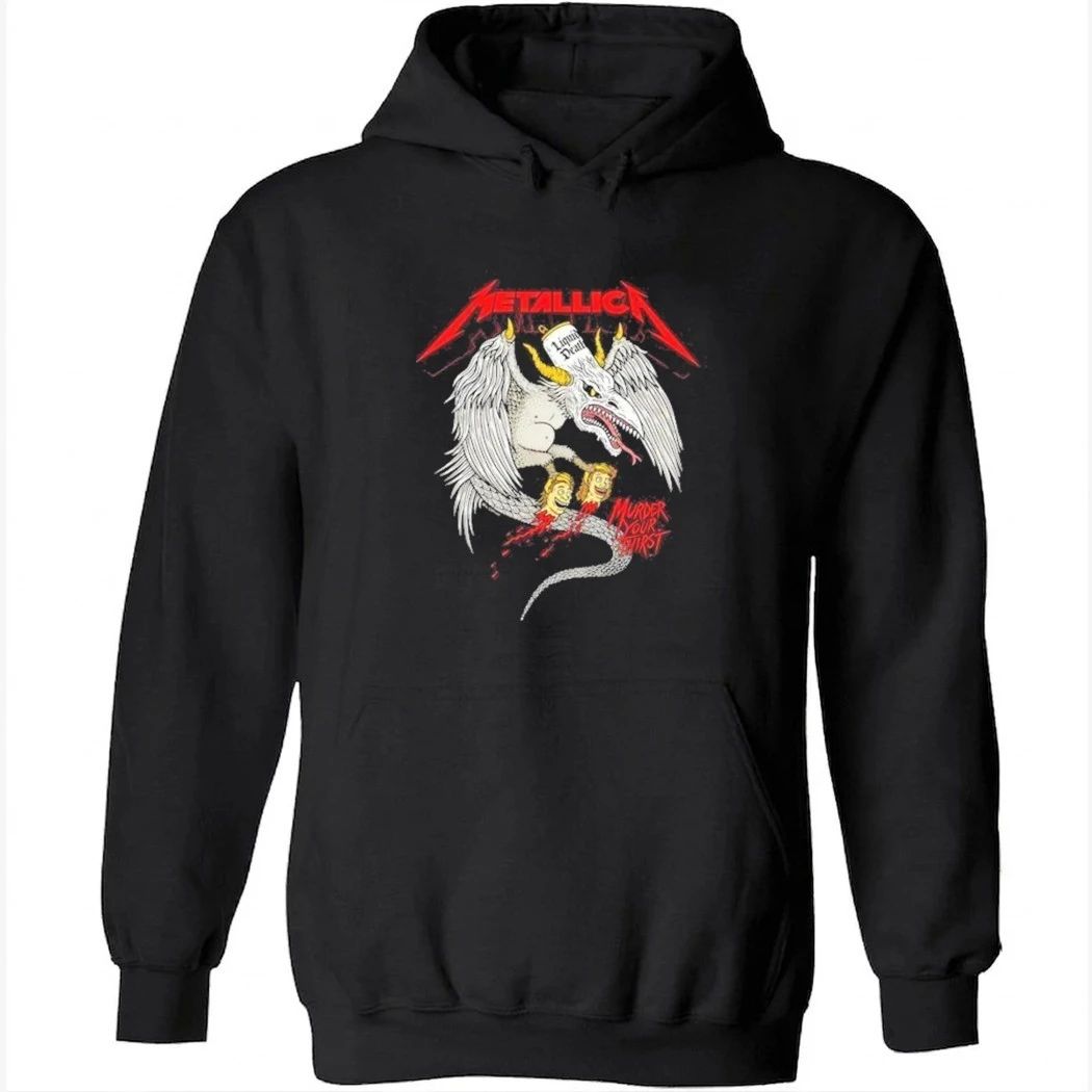 Metallica x Liquid Death M72 Bucharest Merch At Arena Nationala Bucuresti Romania Murder Your Thirst Shirt