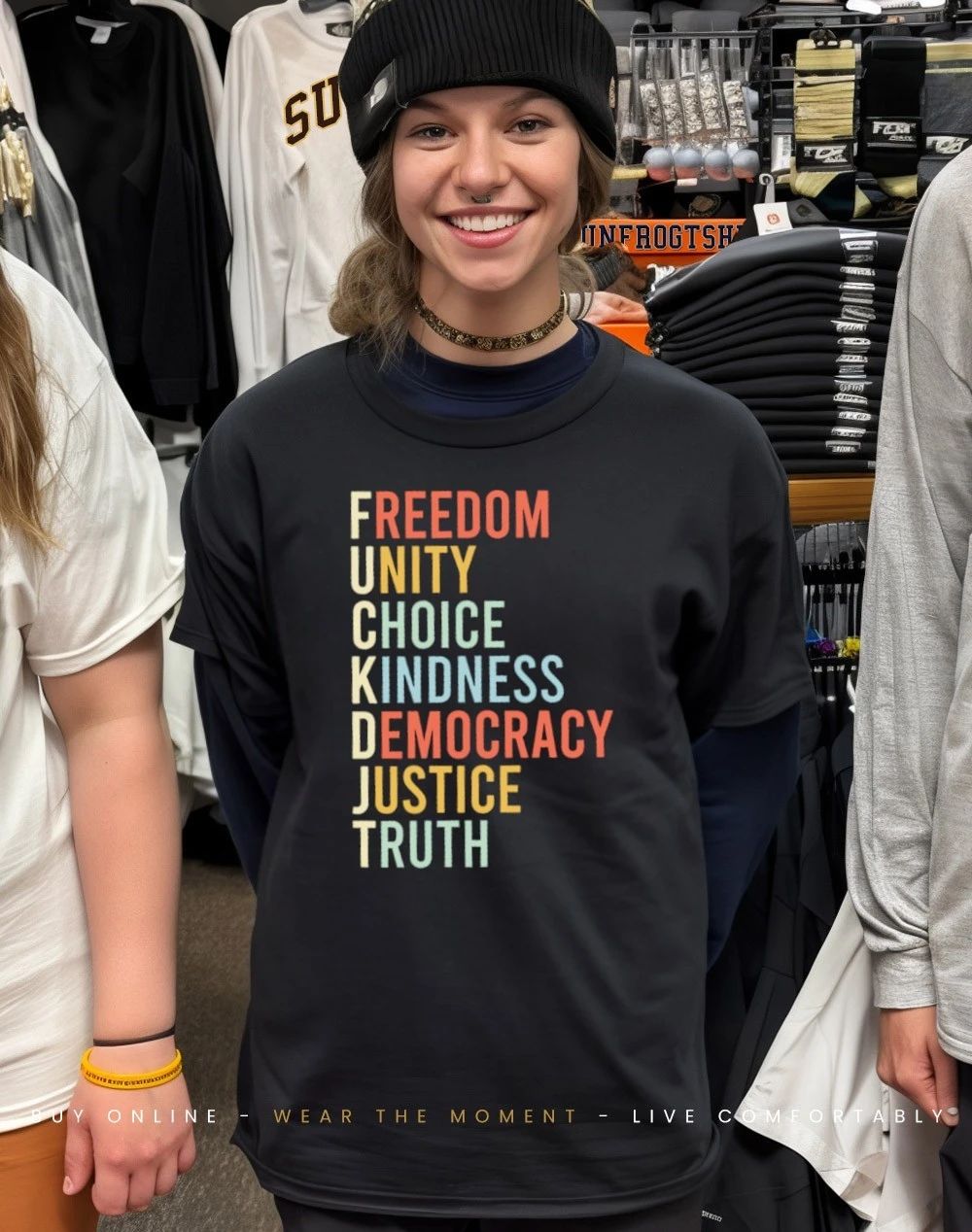 Freedom unity choice kindness democracy justice truth fuck DJT shirt
