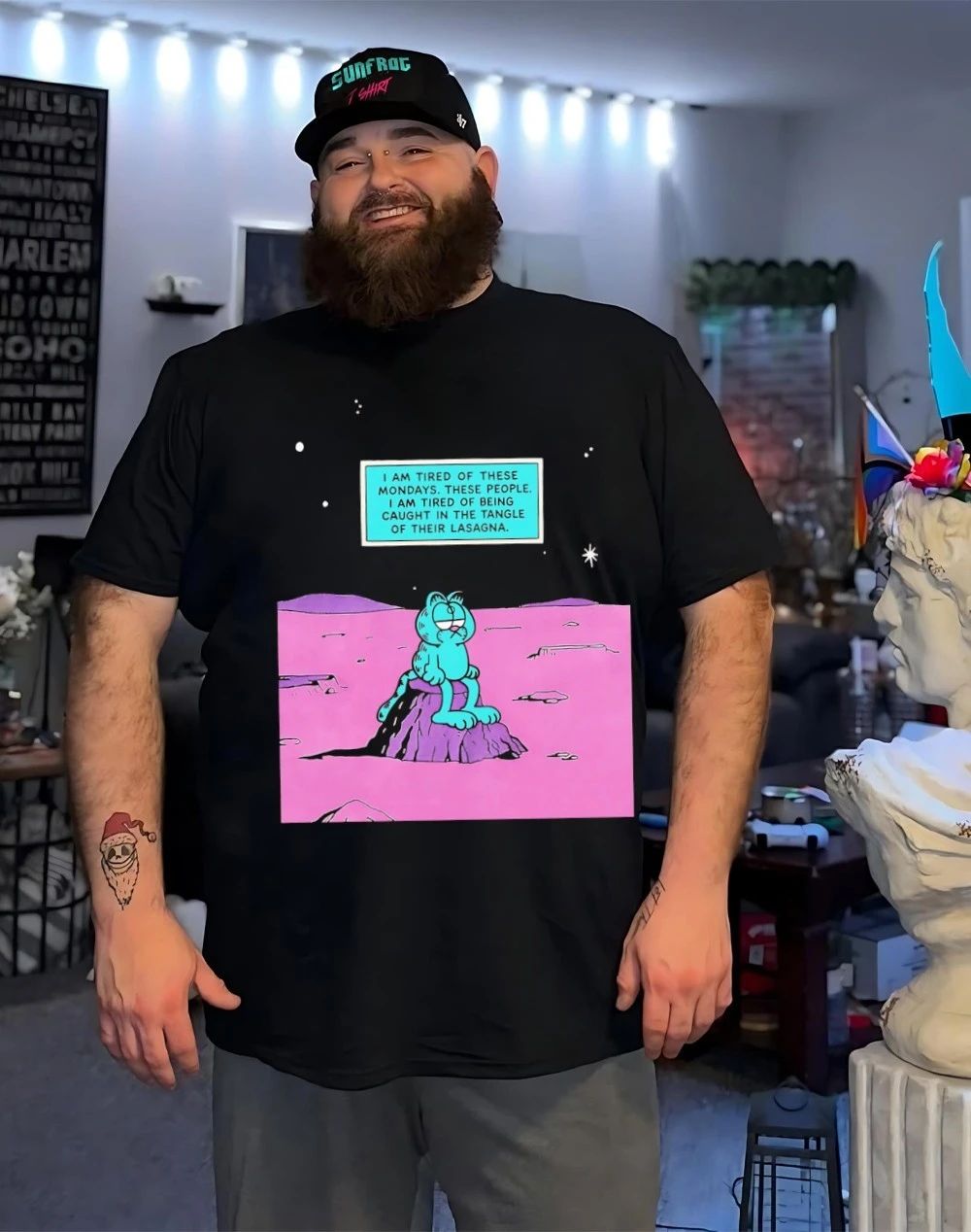 Cat I am tired of being caught in the tangle of their lasagna shirt